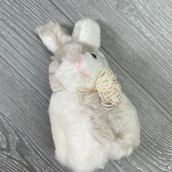 Vintage Mary Meyer Realistic Bunny Rabbit Plush Gray White Fluffy Stuffed Animal - Picture 7 of 11